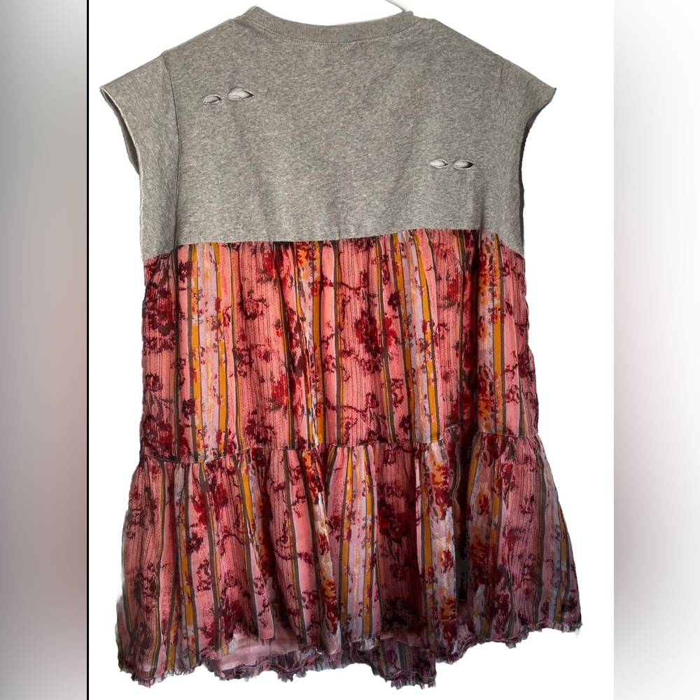 Free People Wallpaper Distressed Floral Sweatshirt Tunic Size XS - Picture 4 of 5